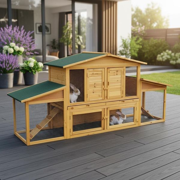 Conigliera Recinto All'aperto Casa Per Conigli Gabbie Per Piccoli Animali Villa Per Porcellini D'india-image