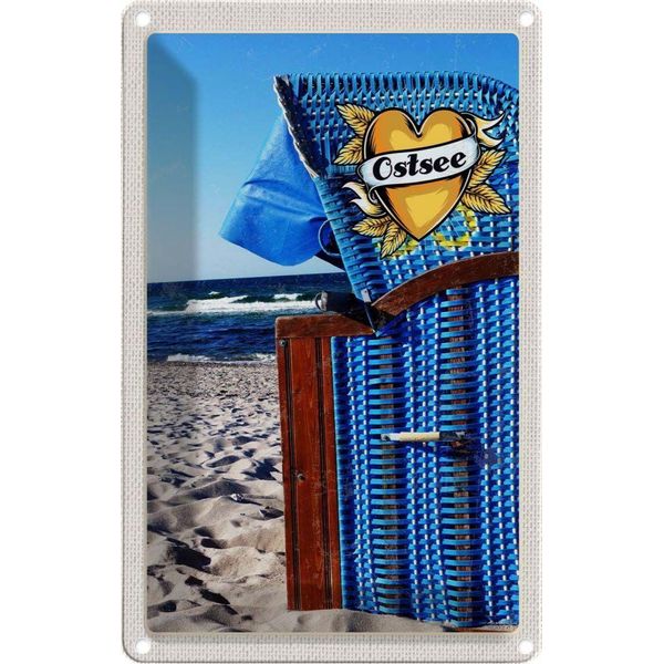 Vianmo Insegna Di Latta 30X20 Cm Ostsee Strandkorb Blau Meer Strand-image