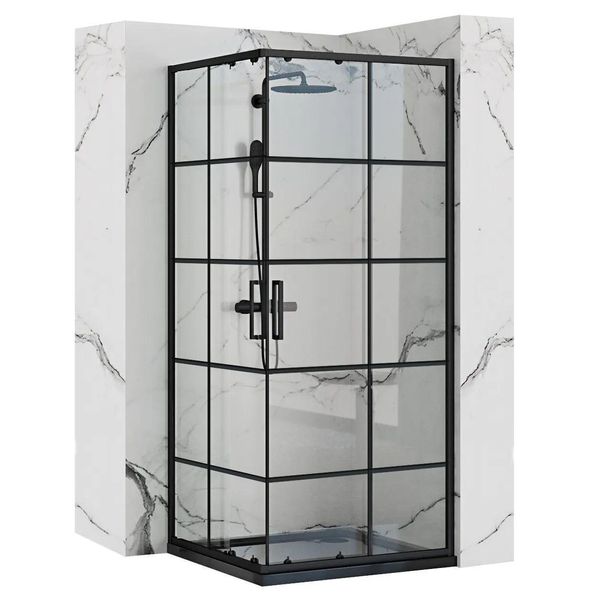 Cabine Doccia Rea Concept Black 90X90 + Piatto Doccia Savoy Czarny-image