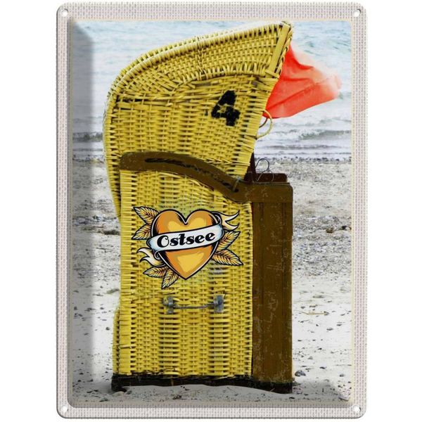 Vianmo Insegna Di Latta 40X30 Cm Ostsee Strandkorb Gelb Meer Strand-image