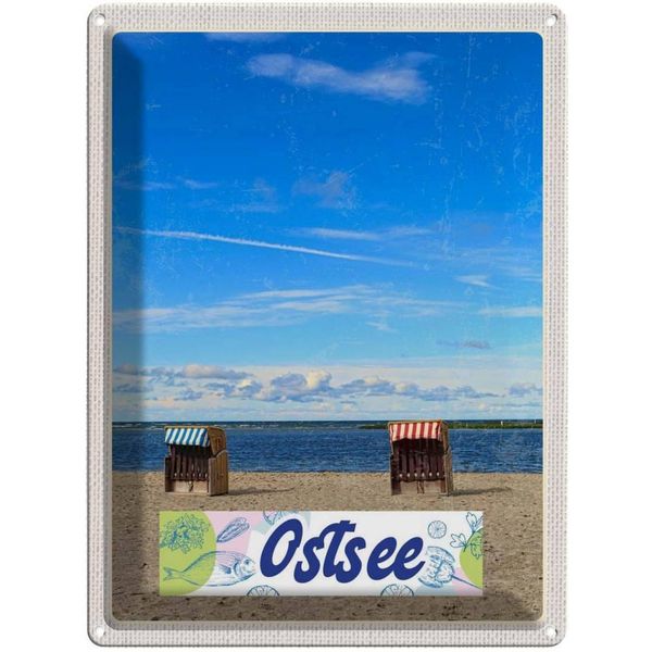 Vianmo Insegna Di Latta 40X30 Cm Ostsee Strandkorb Meer Strand-image
