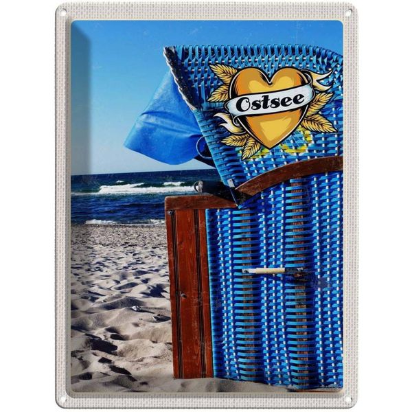 Vianmo Insegna Di Latta 40X30 Cm Ostsee Strandkorb Blau Meer Strand-image