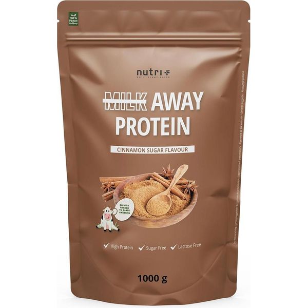 Nutri+ Milk Away Protein 1000 G - Proteine Vegane In Polvere - Senza Lattosio - Zucchero Alla Cannella-image