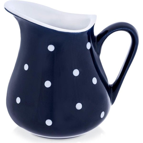 Orion | Lattiera - Cremiera In Vetroceramica - 480 Ml - Blu Scuro - Lattiera - Caraffa Per L'acqua - Lavabile In Lavastoviglie - Motivo A Punti-image