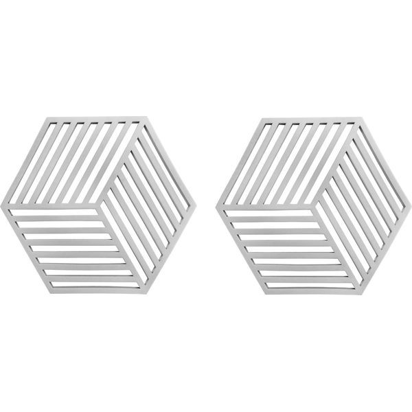Krumble Presina Esagonale - Set Di 2 - Sottopentola - Presina - Griglia Per Pentole - Presina In Silicone - Resistente Al Calore - Grigio - 16 X 14 Cm-image