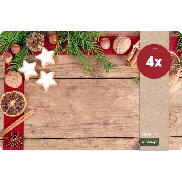 Set Di 4 Tovagliette Lavabili In Legno E Spezie Natalizie-image