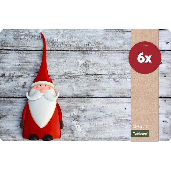 Set Di 6 Tovagliette Lavabili Di Natale Father Christmas Effetto Legno-image