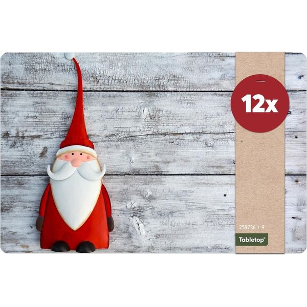 Set Di 12 Tovagliette Lavabili Di Natale Father Christmas Effetto Legno-image