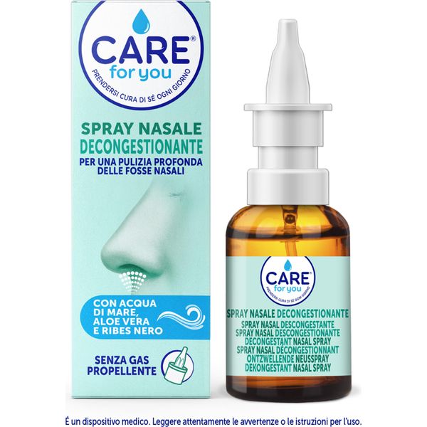 Care For You, Spray Nasale Decongestionante - Per Una Pulizia Profonda Delle Fosse Nasali, Lavaggio Nasale, Efficace Per Raffreddori E Sinusiti, Soluzione Ipertonica, 20 Ml-image