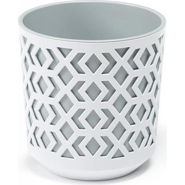 Vaso Da Fiori Lamela Aztek, Diametro 25,5 Cm, Altezza 27 Cm, Grigio/Bianco-image