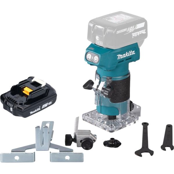 Fresatrice Per Bordi A Batteria Makita Drt 52 A1 18 V 6 Mm Senza Spazzole + 1X Batteria Ricaricabile 2,0 Ah - Senza Caricabatterie-image