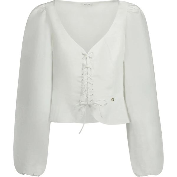 Guess Jeans Camicia A Maniche Lunghe Con Scollo A V E Polsini Elasticizzati - Elegante Logo : Taglia - Xs Taglia: Xs-image