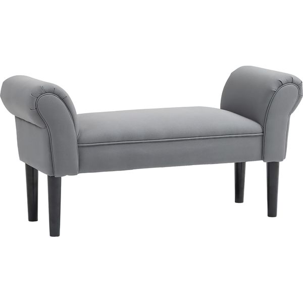 Homcom Panca Da Letto, Panca Imbottita, Seduta Per Panca, Panca Da Corridoio Per Camera Da Letto, Carico Massimo 130 Kg, Tela, Grigio Scuro, 102 X 36 X 51 Cm-image