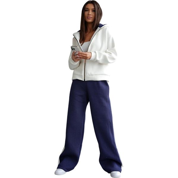 Tuta Da Jogging Da Donna Tuta Termica Per Il Tempo Libero Con Cappuccio Blu Scuro/S/36-image