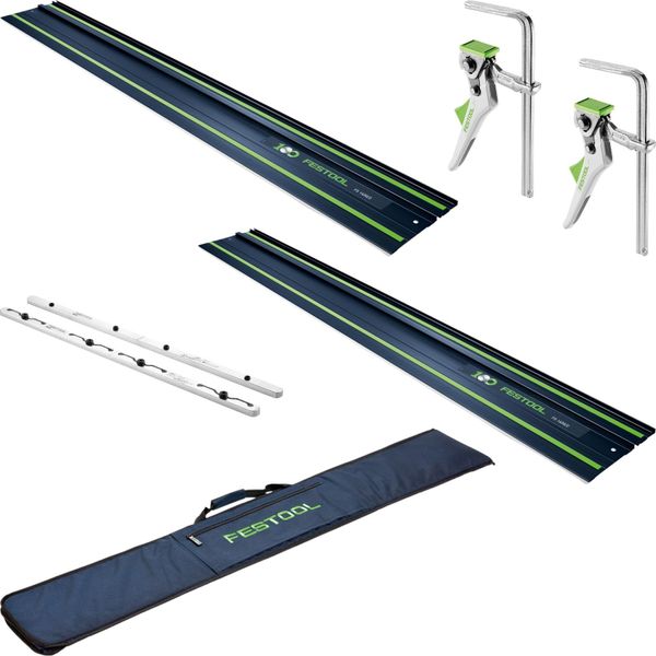 Festool 2X Fs 1400/2 Bl Guida 1400 Mm Blu ( 2X 578246 ) 100Y Anniversary Edition + Connettore FSV/2 + 2X FS-HZ 160 Morsetto A Leva + Borsa FS-BAG-image