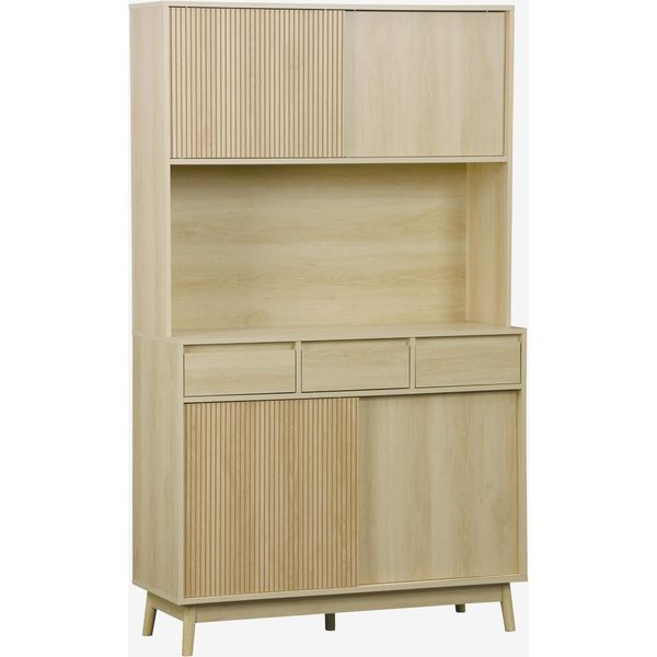 Credenza Effetto Legno A 4 Ante E 3 Cassetti, 110Cm, Marrone Naturale-image