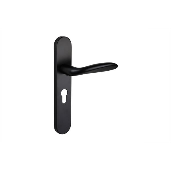 Maniglia Per Porta Lavuzo Benevento Nera Con Piastra Arrotondata PC55 - Pro Set-image