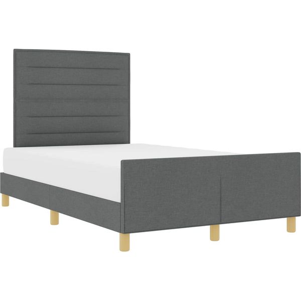 Vidaxl Struttura Letto Con Testiera Grigio Scuro 140 X 190 Cm In Tessuto-image