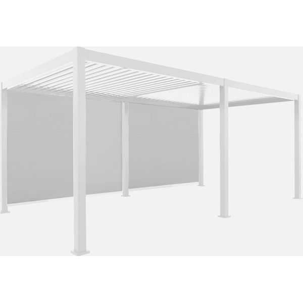 Pergola Bioclimatica 3X6M In Alluminio + 2 Tende 3M , Bianco-image