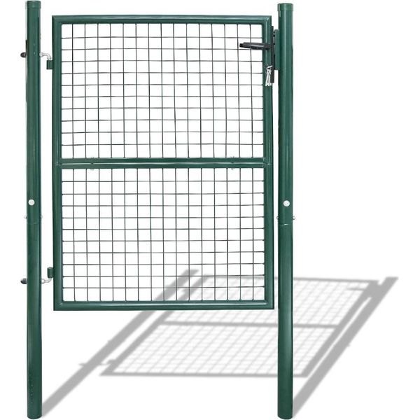 Aopunly Cancello Da Giardino 150 X 100 Cm Cancello Da Giardino In Acciaio Zincato Con Serratura, Cancello Da Giardino Recinto Incl. Serratura Porta, Cancello, Cancello Recinto, Porta Recinto, Porta Giardino, Recinto Giardino Verde-image