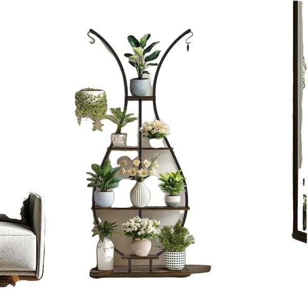 Portapiante, Design Vintage, Contenitore A 5 Livelli, Marrone-image