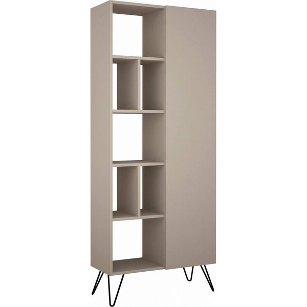 Dmora Libreria Lince 32X79X190H Cm Beige, Un'anta 4 Ripiani-image