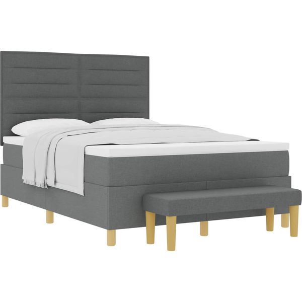 Vidaxl Letto A Molle Con Materasso Grigio Scuro 140 X 200 Cm Tessuto-image