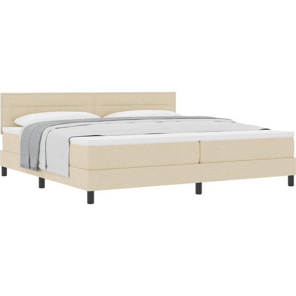 Vidaxl Letto A Molle Con Materasso Crema 200 X 200 Cm In Tessuto-image
