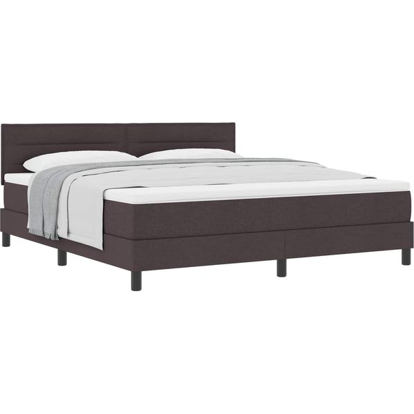 Vidaxl Letto A Molle Con Materasso Marrone Scuro 180 X 200 Cm In Tessuto-image