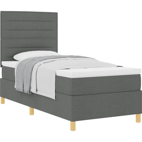 Vidaxl Letto A Molle Con Materasso Grigio Scuro 80 X 200 Cm In Tessuto-image