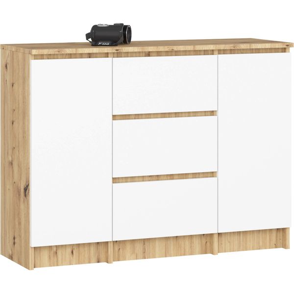 Akord Mobile 2 Ante 3 Cassetti Rovere Artigianale/Bianco 101X35X76 Cm-image
