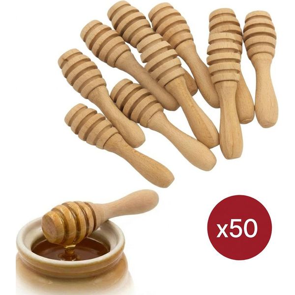 50X Set Di Cucchiai Da Miele In Legno 9,5 Cm Faggio | Cucchiaio Da Miele Naturale-image