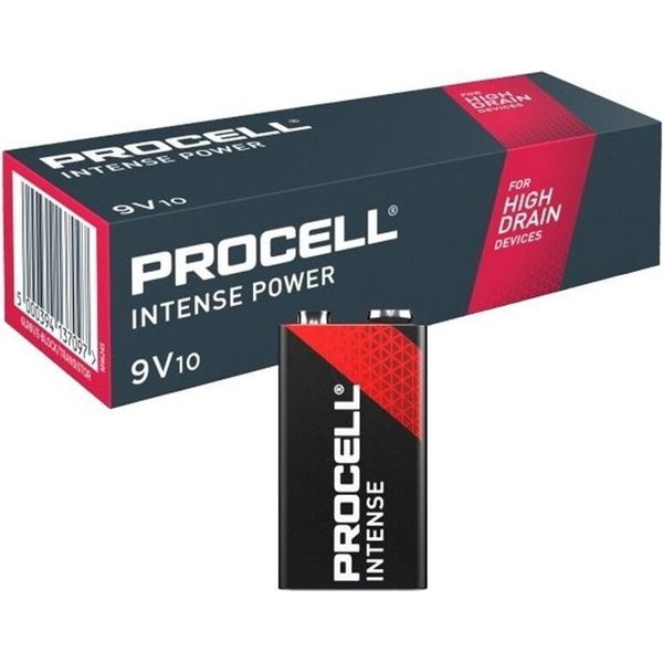 Confezione Da 10 Batterie Duracell Procell Intense Power Durintlr61C10/ 9V/ Alcaline-image