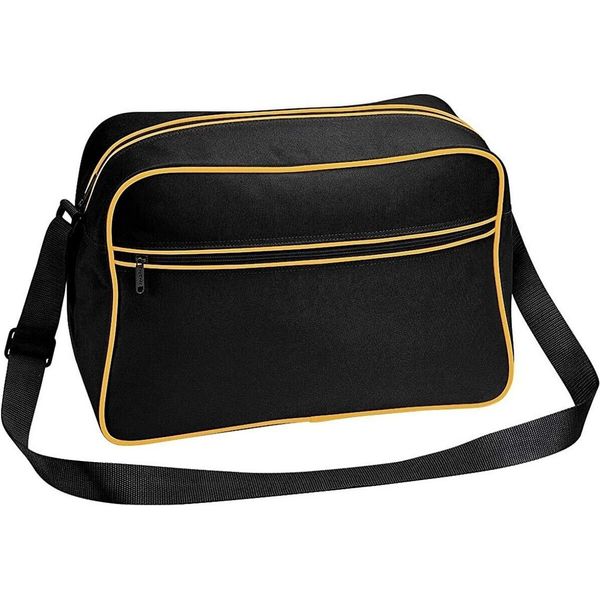 Bagbase - Borsa A Tracolla, Retrò, 18 Litri PC5929 (Taglia Unica) (Nero/Oro)-image