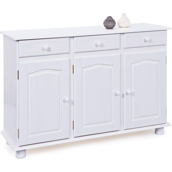 Dmora Credenza Drodger 43X130X87H Cm Bianco, Apertura Battente 3 Ante-image