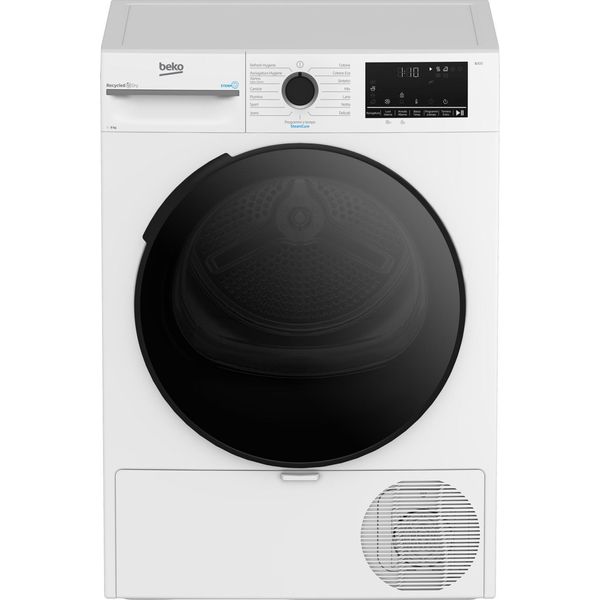 Beko BMURT481BI_IT 8Kg, Classe C, Motore Inverter, Display Digitale, Funzione A Vapore Steamcure™, Colore Bianco, Oblò Nero-image
