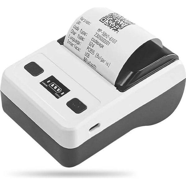 Inf Stampante Termica Portatile Bluetooth 58Mm - Connettività Usb, Per Ricevute Bianco-image
