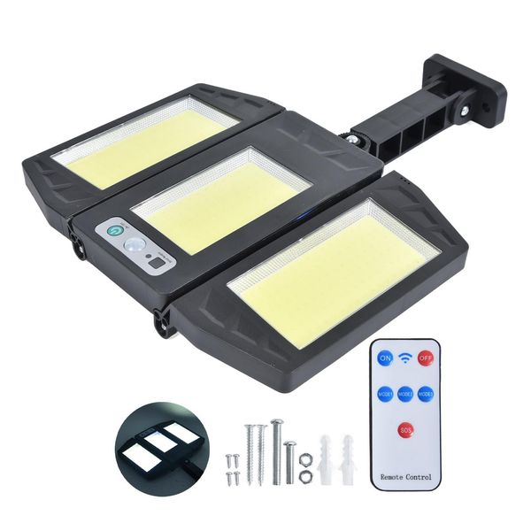 Lampada Solare Cob Con Sensore Di Movimento, Telecomando, Lampione Stradale, Lampada Da Esterno, Impermeabile IP65, Lampada Da Parete Per Giardino-image