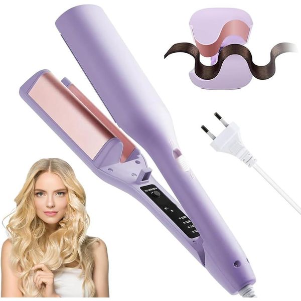 Ferro Arricciacapelli 32Mm Grandi Ricci, Ferro Ondulante Per Capelli, Ferro Arricciacapelli Per Capelli Corti, Onda Francese Con 4 Temperature Regolabili, Per Capelli Lunghi E Corti-image