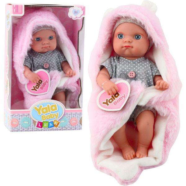 Bambola Con Pigiama Grigio E Coperta Coniglietto Rosa 23Cm-image