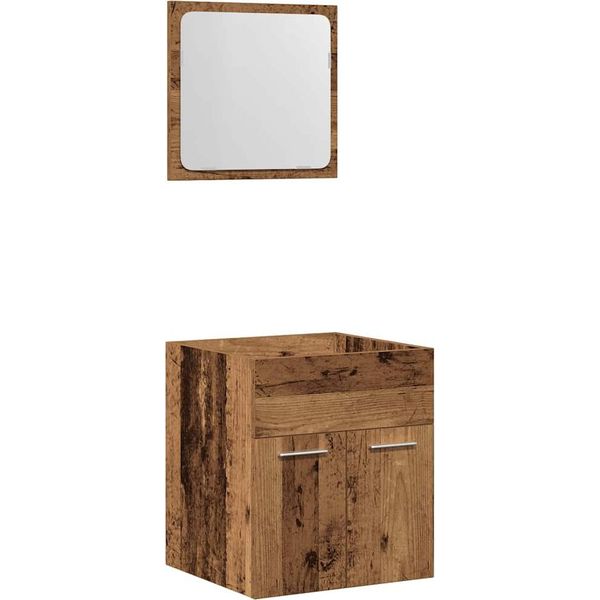 Syfax™ Set Mobili Da Bagno 2 Pz Legno Antico In Legno Multistrato-image