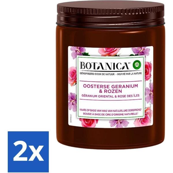 Botanica By Air Wick - Candela Profumata - Geranio E Rosa - 40 Ore Di Combustione - Confezione Risparmio - 2 Pezzi-image