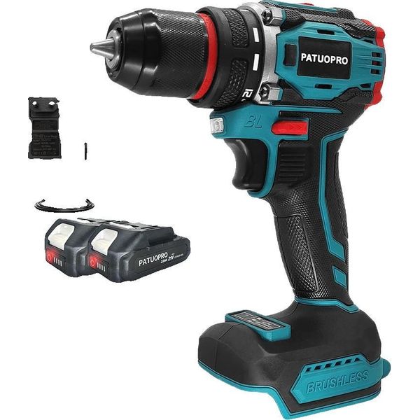 Trapano A Batteria, Motore Brushless, Impostazioni Di Velocità Regolabili, Batteria 2PCS 2.0Ah, Eu-image