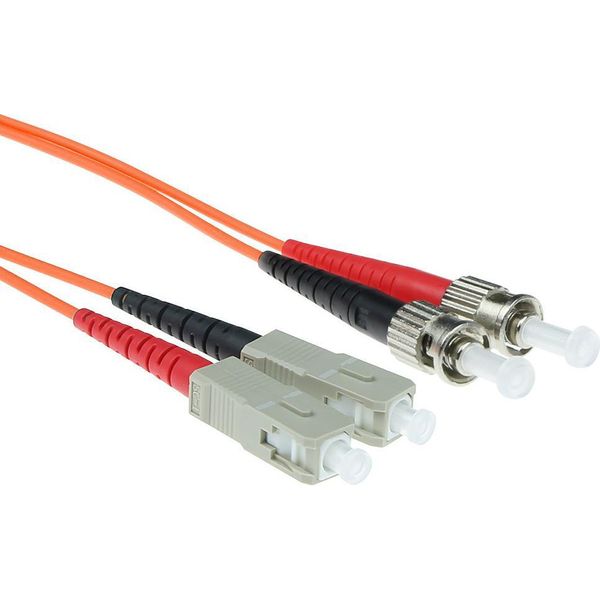 Act 5 Metri Lszh Cavo Patch In Fibra Multimodale 62,5/125 OM1 Duplex Con Connettori St E Sc-image