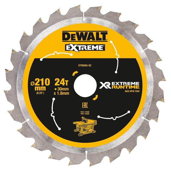 Dewalt DT99565-QZ - Lame Per Sega Circolare Stazionaria Xr Extreme Runtime 210Mm X 30Mm 24D-image