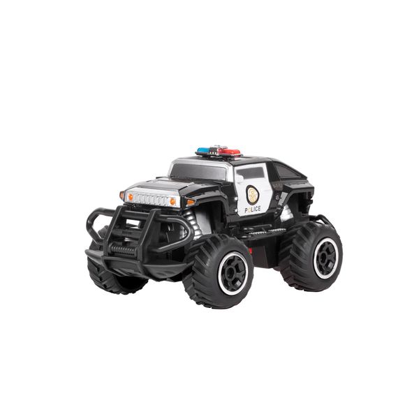 Auto Rc Trasversale Auto Telecomandata Polizia Fuoristrada Con Telecomando Monster Truck Racing 27 Mhz 1:43 Fino A 10 Km/H (Polizia)-image
