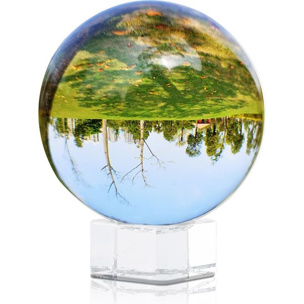 Palla Di Vetro Intirilife Con Supporto In Crystal Clear 70 Mm - Palla Di Cristallo Con Supporto In Vetro Perfetta Per La Fotografia, La Meditazione, La Decorazione E Molto Altro. - Palla Di Cristallo Palla Di Vetro Palla Fotografica-image