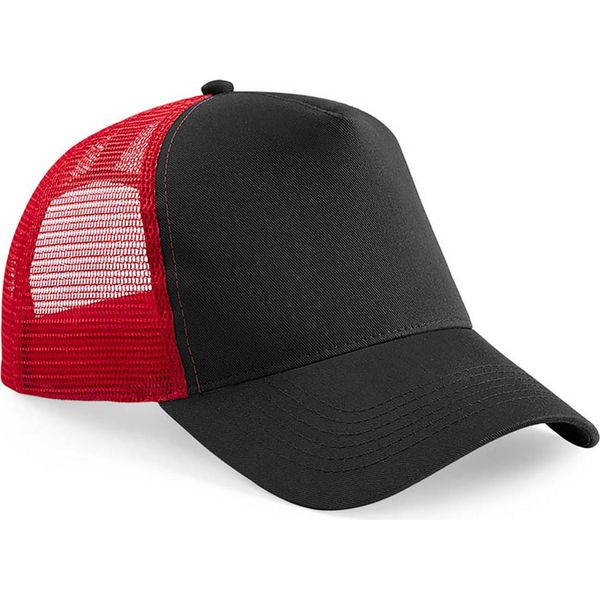 Cappello Da Baseball Beechfield Trucker A Rete Da Uomo RW260 (Taglia Unica) (Nero/Rosso)-image