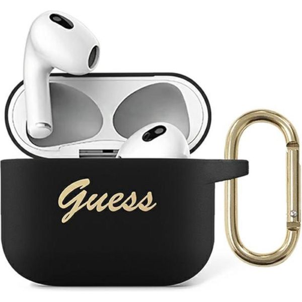 Guess Gua3Sssk Airpods 3 Coverczarny/Nero Silicone Vintage Script-image