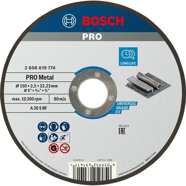 Bosch Pro Disco Da Taglio Per Metalli 150 X 2,5 X 22,23 Mm - 2608619774-image